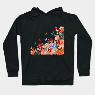 Colorful Flower Border And Butterflies Hoodie